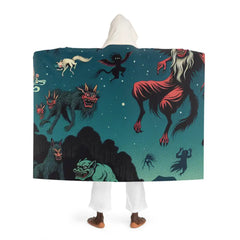 Kiyoshi Yoshida - Japanese Yōkai Hooded Sherpa Fleece Blanket