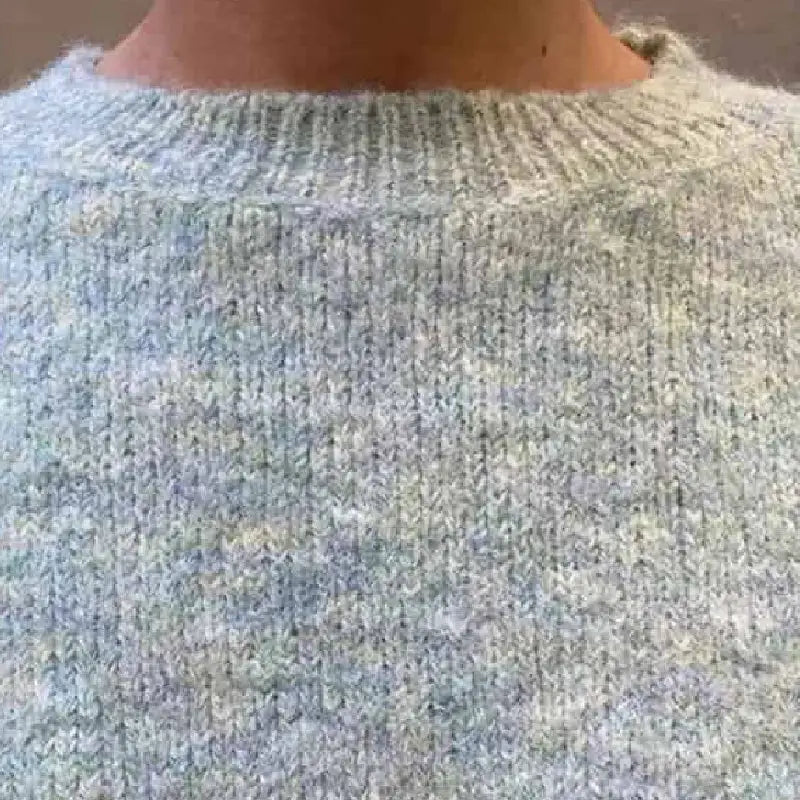 Knit Long Sleeve Heart O Neck Pullover Sweater