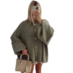 Knit Long Sleeve Pullover Button Sweater