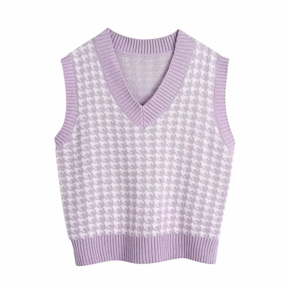 Knit Oversized Sweater Vest for Layering Purple / S