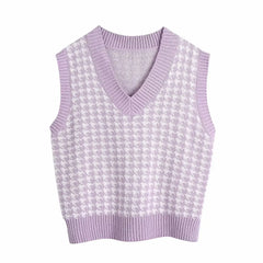 Knit Oversized Sweater Vest for Layering Purple / S