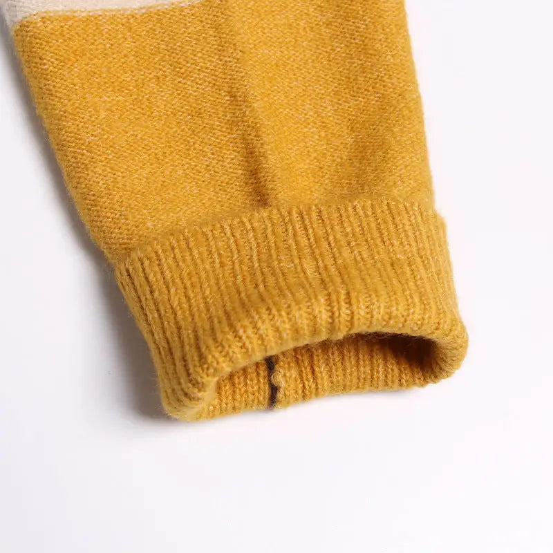 Knitted Contrast Color High Collar Oversize Sweater