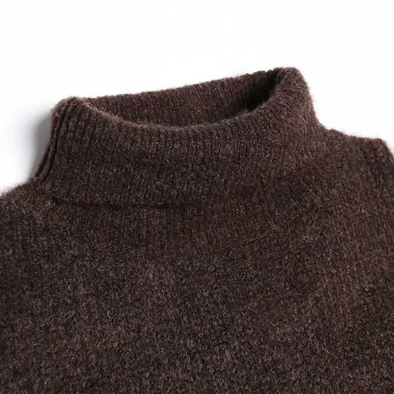 Knitted Contrast Color High Collar Oversize Sweater