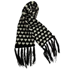 Knitted Fringes Wrap Scarf - Hearts