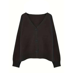 Knitted Long Sleeve Single Breasted V Neck Cardigan