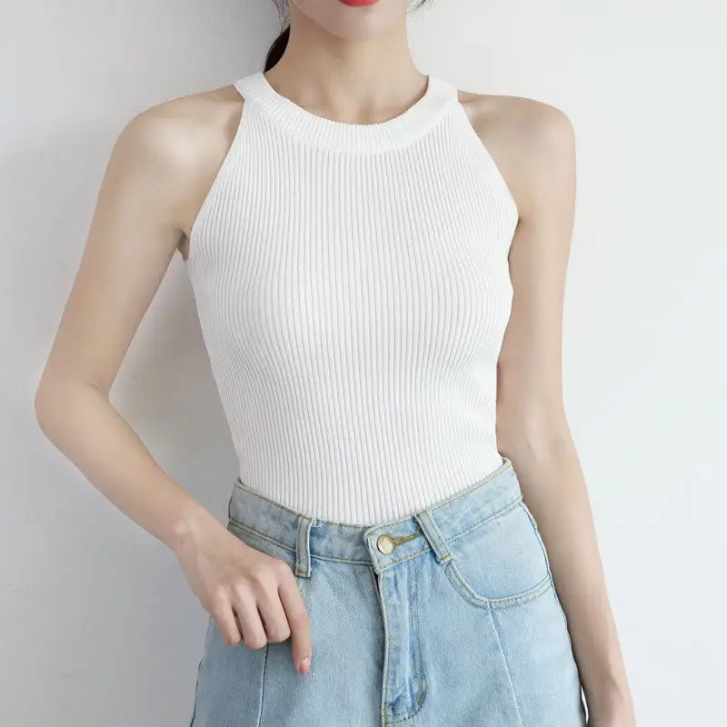 Knitted Off Shoulder Elegant Crop Tops