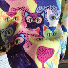 Knitted Pullover Sweater with Cartoon Animal Cat Embroidery