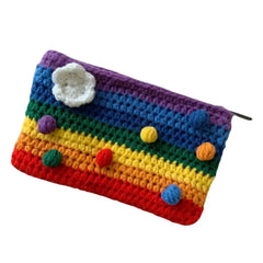 Knitted Rainbow Coin Purse Clutch Handbag