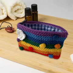 Knitted Rainbow Coin Purse Clutch Handbag