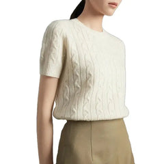 Knitted Short Sleeve O-Neck Sweater
