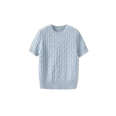 Knitted Short Sleeve O-Neck Sweater