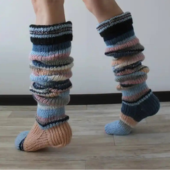 Knitted Striped Knee High Wool Socks