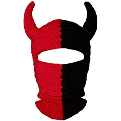 Knitted Wool Open Eye Mask with Funny Horns