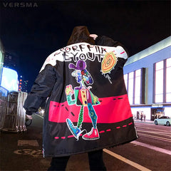 Korean Harajuku Graffiti Print Winter Coat