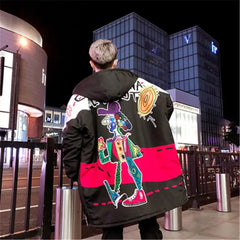 Korean Harajuku Graffiti Print Winter Coat