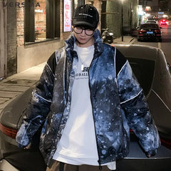 Korean Kpop Starry Reflective Parkas Coat