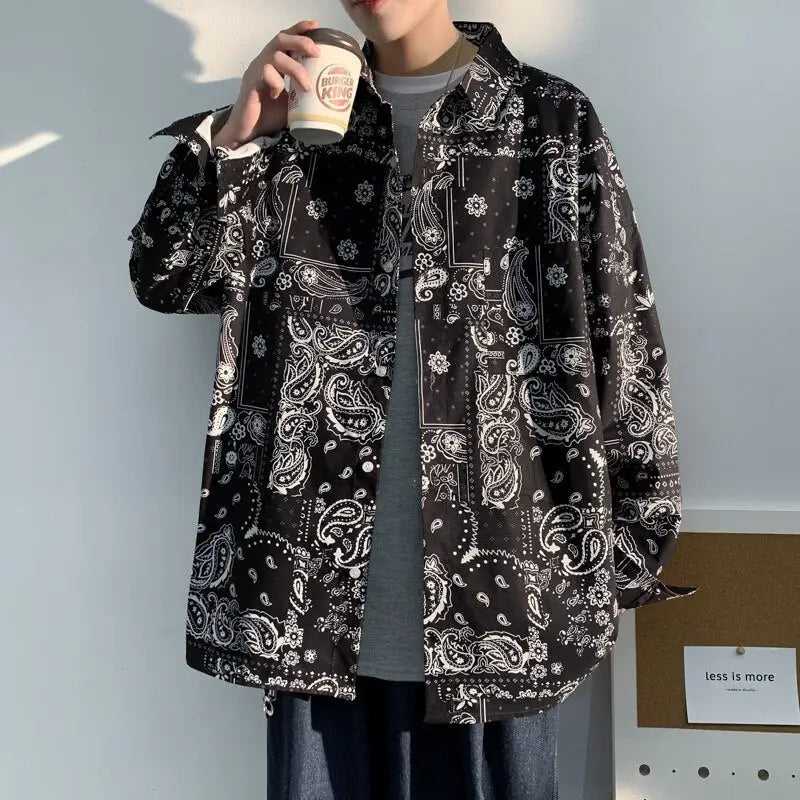 Korean Long Sleeve Cashew Flower Shirt