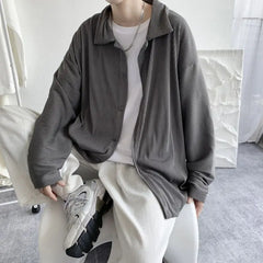 Korean Loose Long Sleeve Pleated Shirts