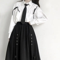 Korean Style Dark Gothic Ruffle Skirt