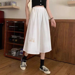 Korean Style Dark Gothic Ruffle Skirt - Beige / L