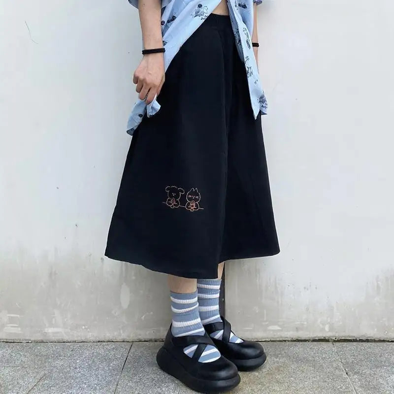 Korean Style Dark Gothic Ruffle Skirt - Black.. / L