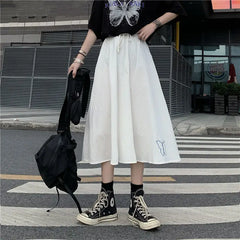 Korean Style Dark Gothic Ruffle Skirt - White.. / L