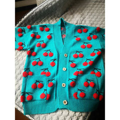 Korean Style Knitted Cherry Fruit Sweater for Women