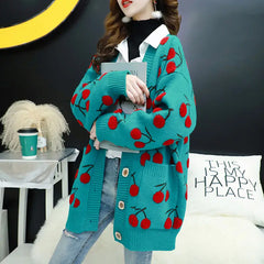 Korean Style Knitted Cherry Fruit Sweater for Women