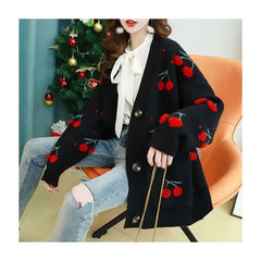 Korean Style Knitted Cherry Fruit Sweater for Women
