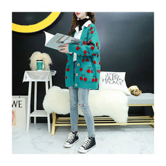 Korean Style Knitted Cherry Fruit Sweater for Women