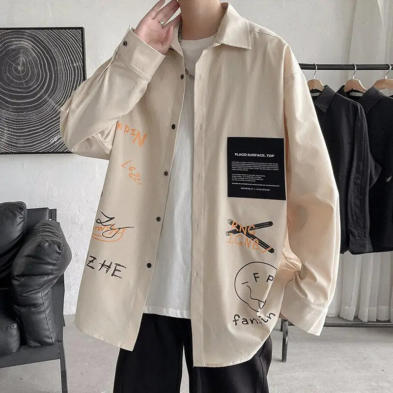 Korean Style Long Sleeve Oversized Shirt - UrbanWearOutsiders Korean Style Long Sleeve Oversized Shirt - UrbanWearOutsiders
