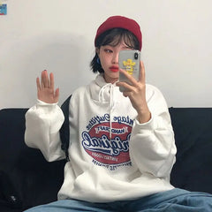 Korean Style Loose Hoodie with Heart Finger Design white / M