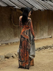 Korean Tigers Print Long Sleeve See Through Shirt