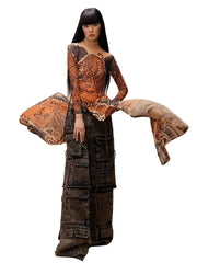 Korean Tigers Print Long Sleeve See Through Shirt