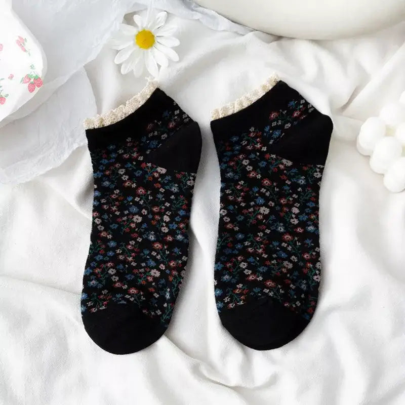 Lace Floral Cotton Socks