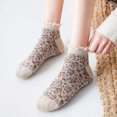 Lace Floral Cotton Socks