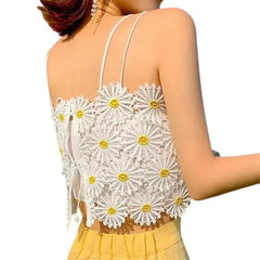 Lace Floral Print Crop Cami Vest for Spring and Summer