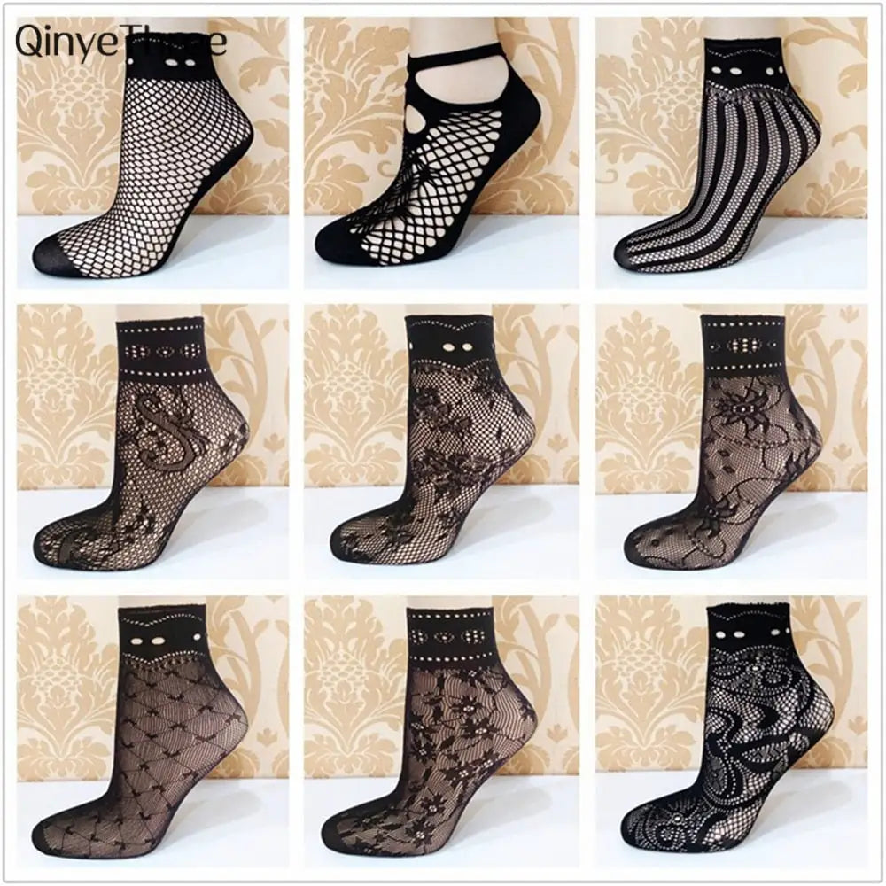 Lace Ruffle Fishnet Mesh Ankle Socks
