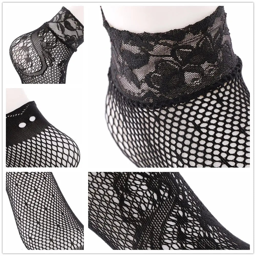 Lace Ruffle Fishnet Mesh Ankle Socks