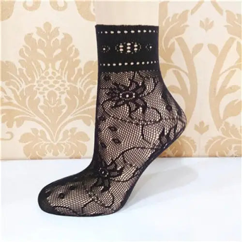 Lace Ruffle Fishnet Mesh Ankle Socks Style06 / One Size