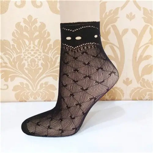 Lace Ruffle Fishnet Mesh Ankle Socks Style07 / One Size