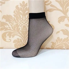 Lace Ruffle Fishnet Mesh Ankle Socks Style10 / One Size