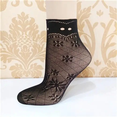 Lace Ruffle Fishnet Mesh Ankle Socks Style11 / One Size
