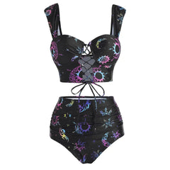 Lace-up Celestial Bodies Tankini