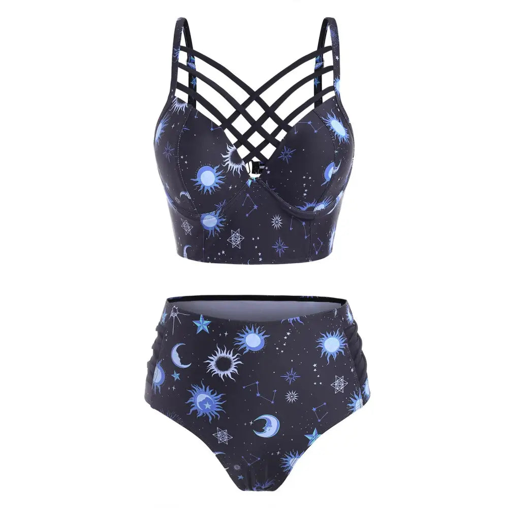 Lace-up Celestial Bodies Tankini