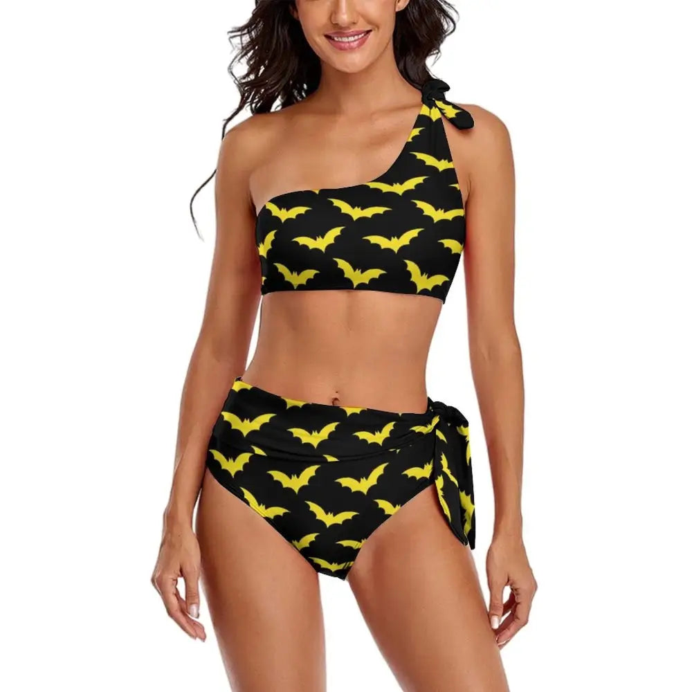 Lace-Up One Strap Bikini - Yellow. / S