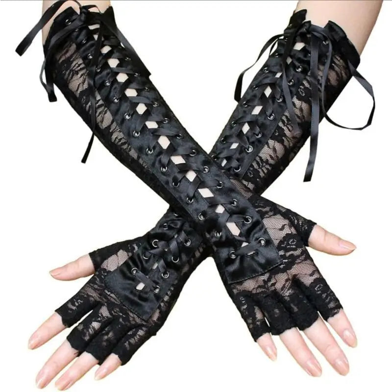 Laces Black-Gothic Gloves