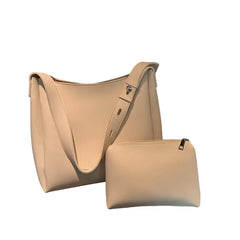 Large Capacity Shoulder Handbag - Beige