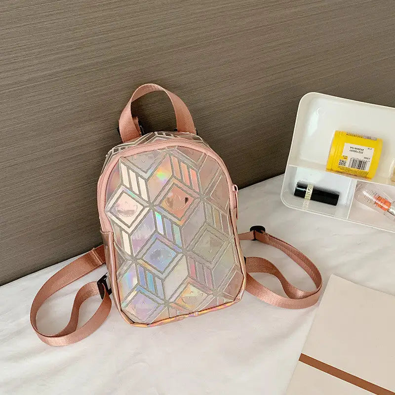 Laser Diamond Colorful Backpack - Pink / One Size