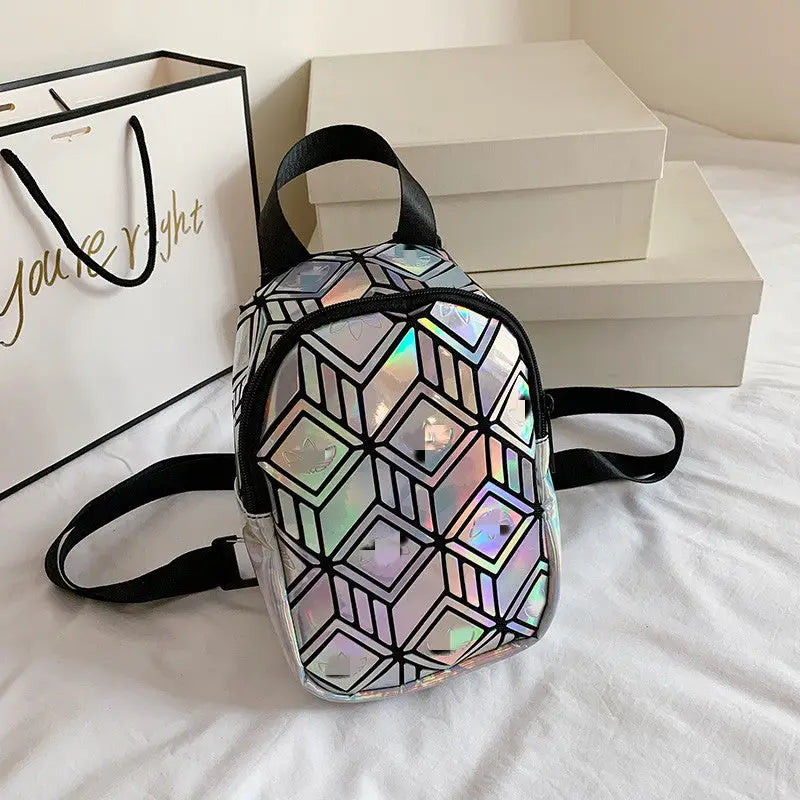 Laser Diamond Colorful Backpack - Silver / One Size